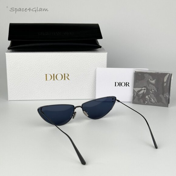 Dior Men Sunglasses Shiny Gunmetal Blue Cat Eye MISSDIOR B1U H4B0 BRAND NEW - Picture 1 of 12